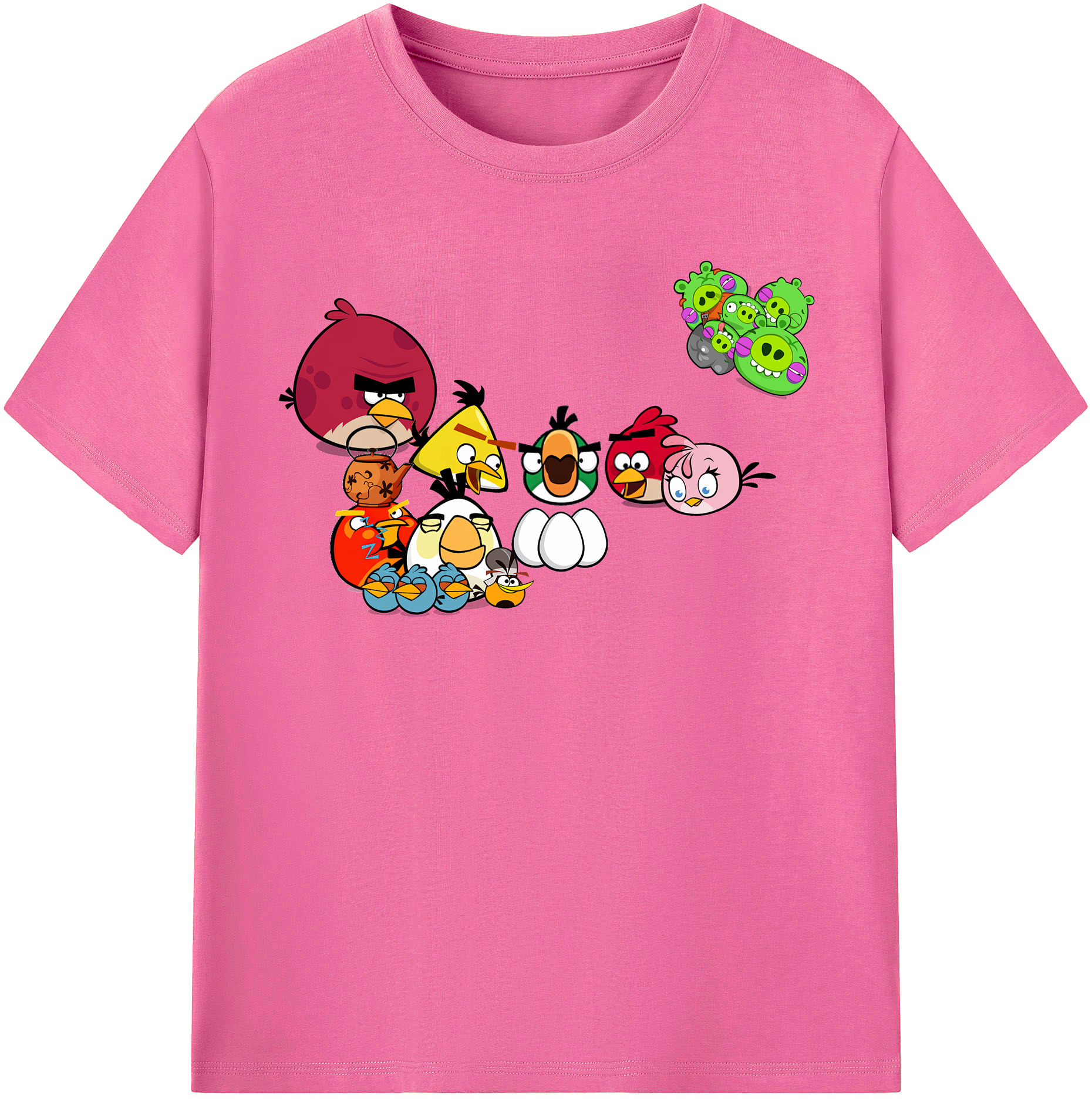 （画像用） Angry Birds アングリーバード レディースカジュアルプリントTシャツ（綿100％）